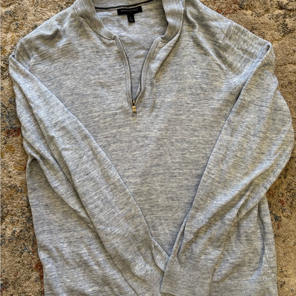 Banana Republic Heather blue Zip-Up Sweater